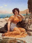 John William Godward With Violets Wreathed and Robe of Saffron Hue oil painting picture wholesale